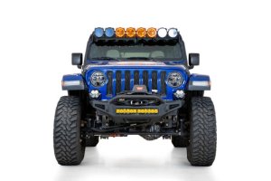 Jeep JL Front Bumper - Addictive Desert Designs - Rock Fighter - Hammer Black with Satin Black panels - `18-`27